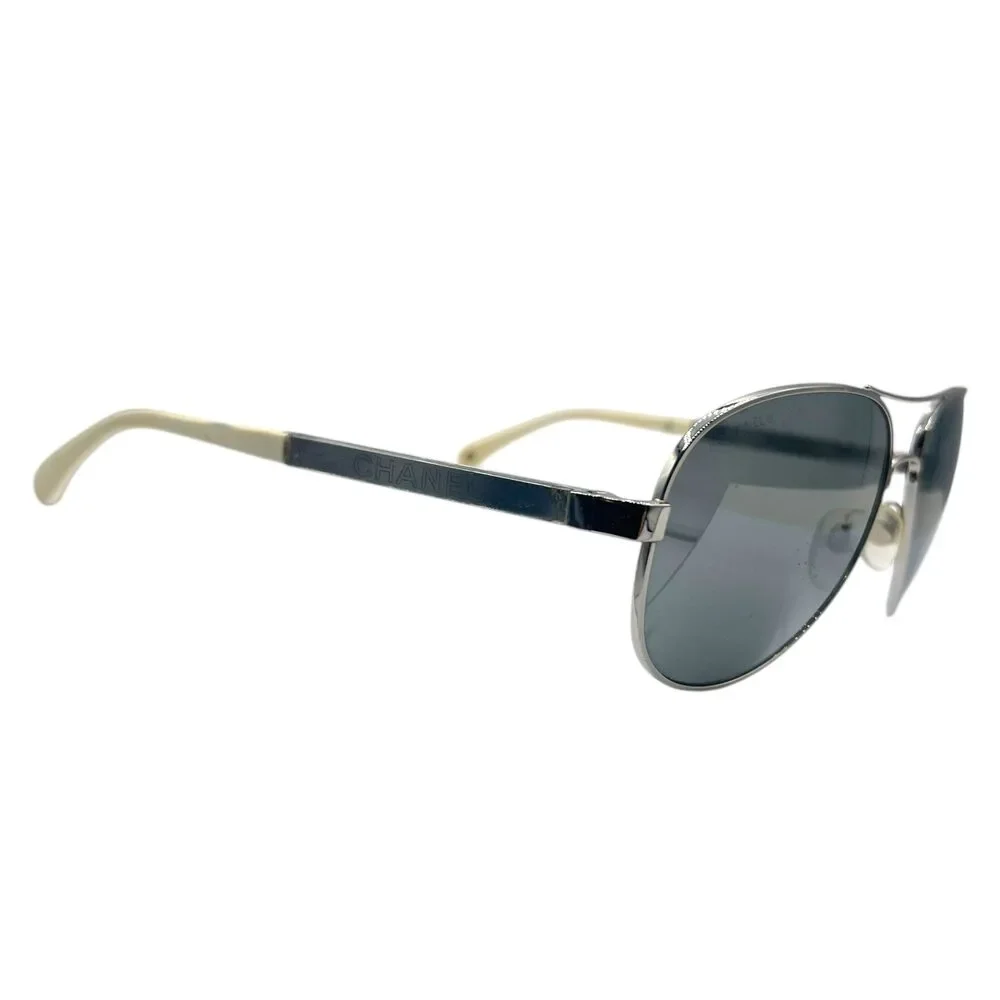 CHANEL silver mirrored